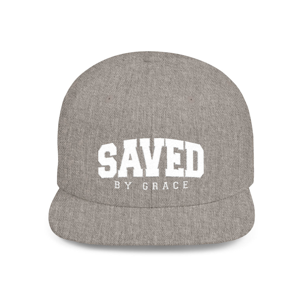 SAVED BY GRACE — Flat Bill Snapback Hat — Bold Faith Statement Cap
