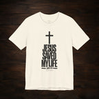 Jesus Saved My Life Dark Pallete Tee — Christian Cross Faith Shirt (John 3:16)