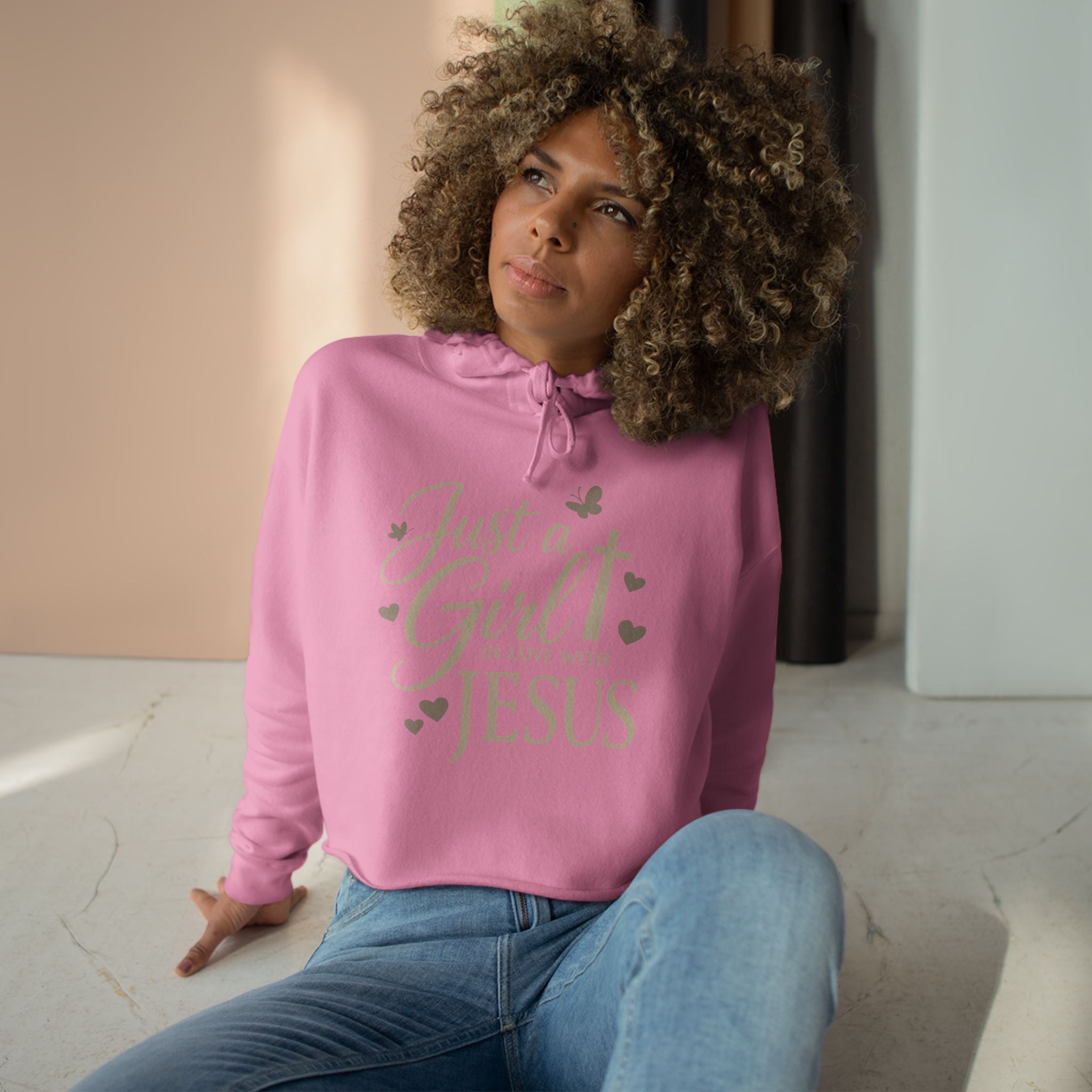 Just a Girl in Love with Jesus - Christian Crop Hoodie