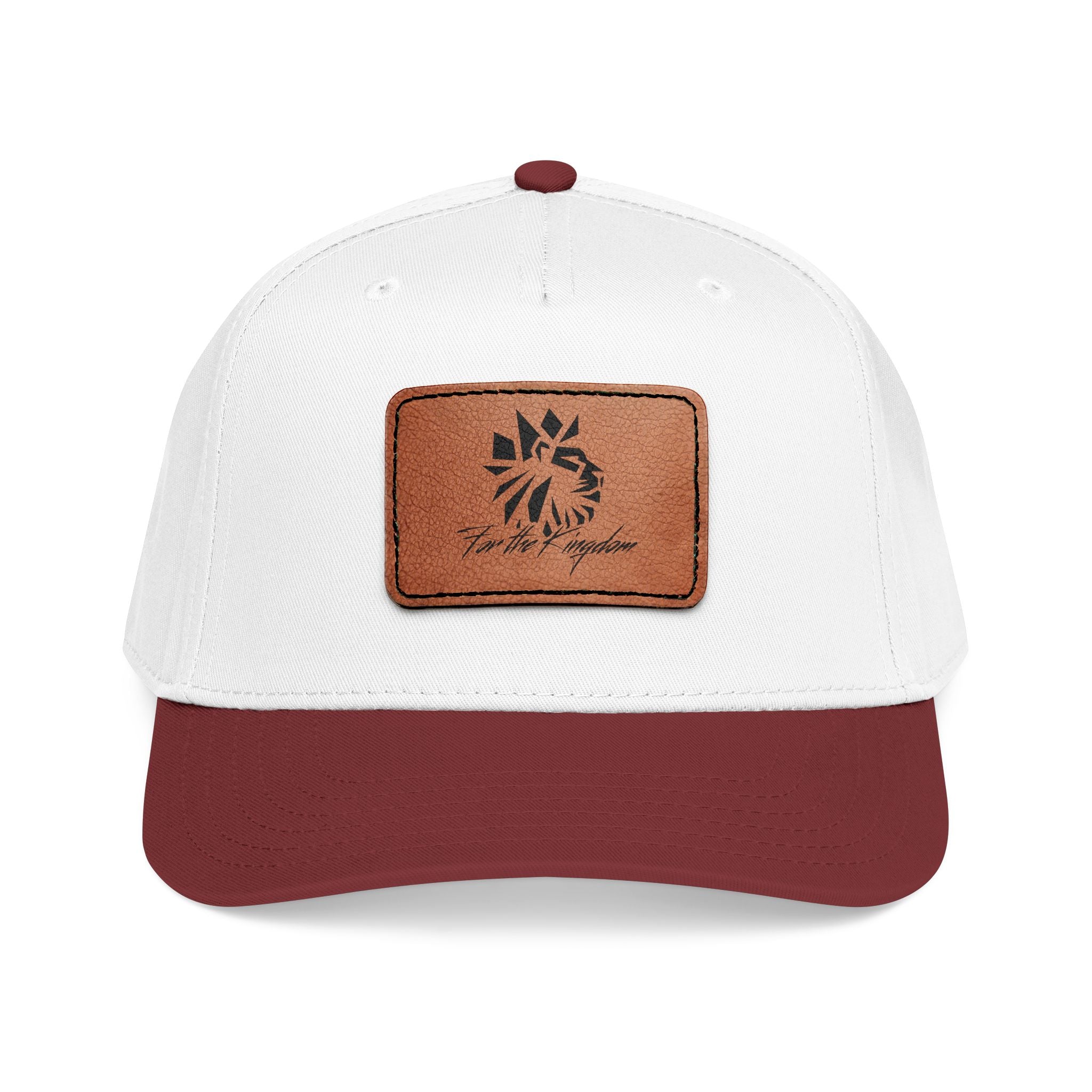 FTK Lion of Judah Leather Patch Baseball Cap — Mid Profile Rustic Outdoor Hat with Rectangle Patch