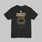 In Christ Alone T-Shirt — Christian Cross & Crown of Thorns Faith Tee