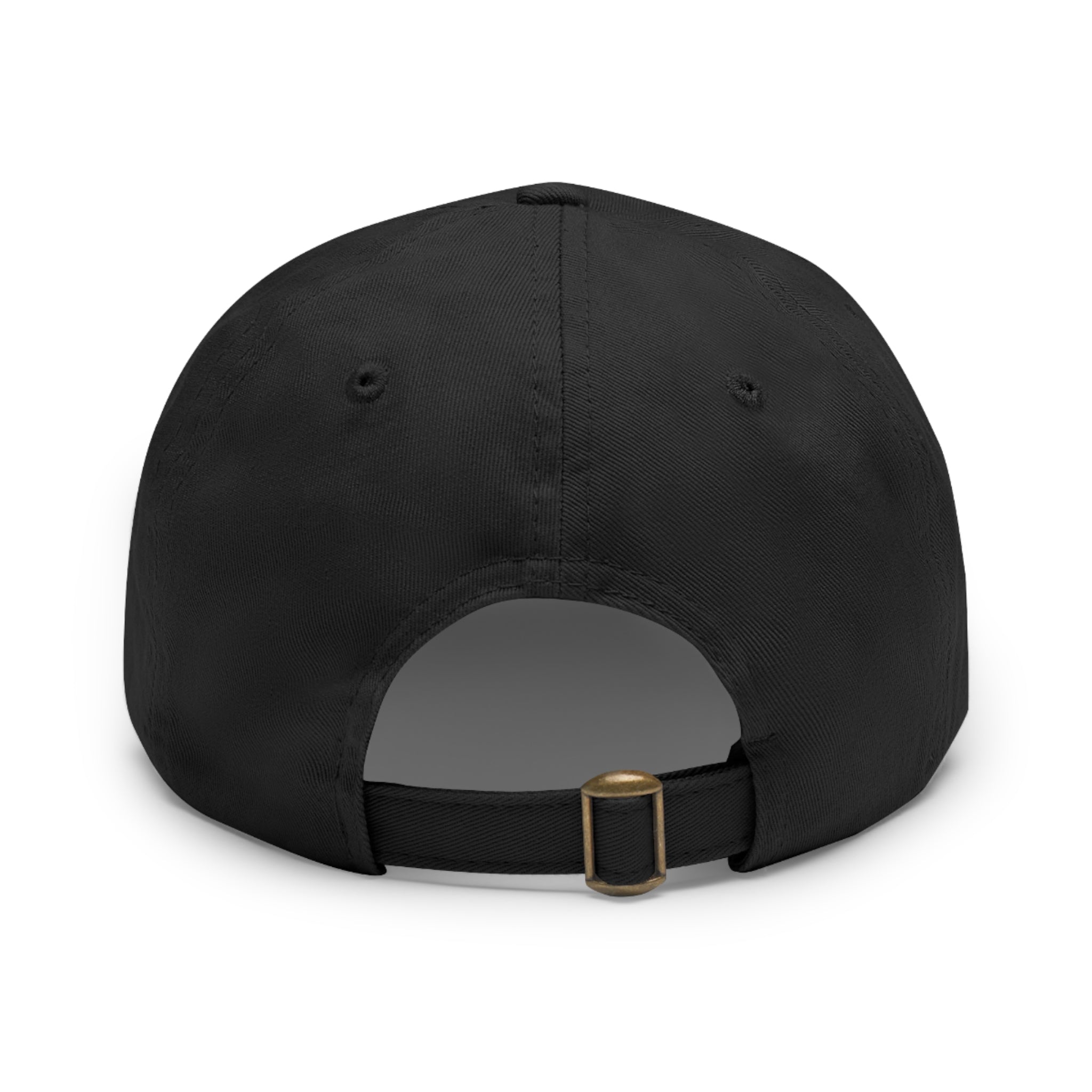 Flame Patch Dad Hat — Leather Round Patch Fire Logo Cap