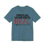 Spiritual Warfare Is Real Dark Palette T-Shirt — Christian Faith Tee with Sword Graphic