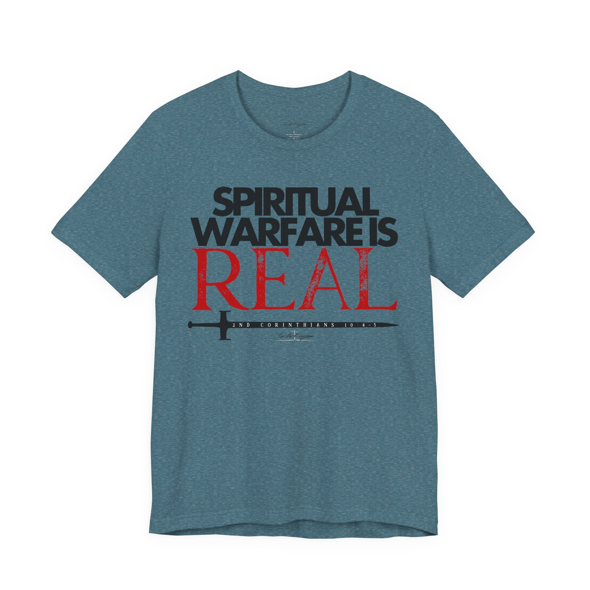 Spiritual Warfare Is Real Dark Palette T-Shirt — Christian Faith Tee with Sword Graphic