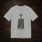 Jesus Saved My Life Dark Pallete Tee — Christian Cross Faith Shirt (John 3:16)