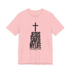 Jesus Saved My Life Dark Pallete Tee — Christian Cross Faith Shirt (John 3:16)