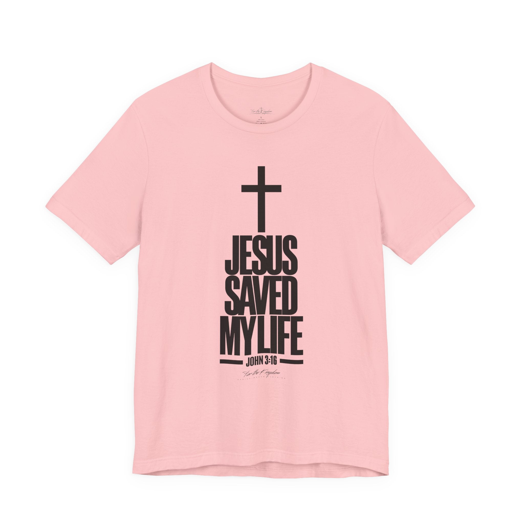 Jesus Saved My Life Dark Pallete Tee — Christian Cross Faith Shirt (John 3:16)