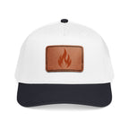 Leather Patch Flame Baseball Cap — Mid Profile Adjustable Hat