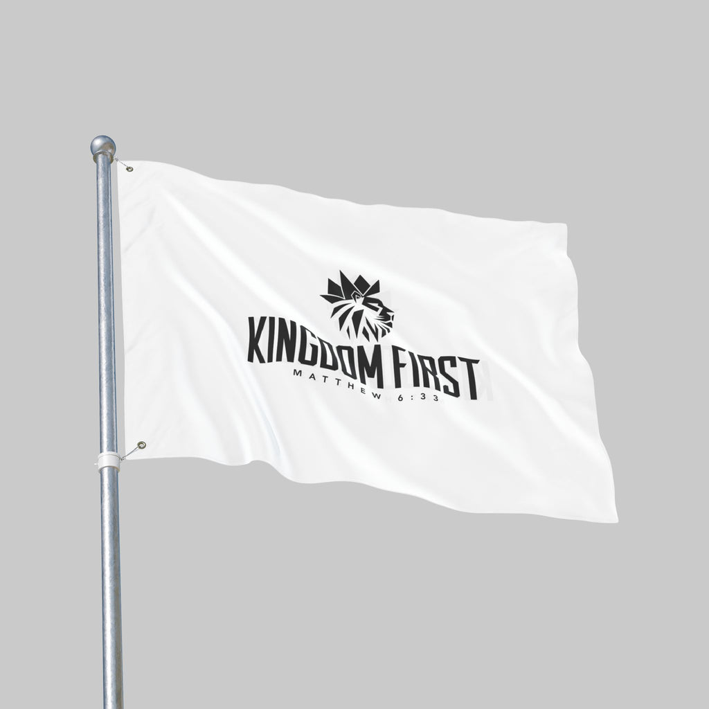 Kingdom First Double-Sided Flag — Matthew 6:33 Inspirational Church Banner