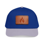 Leather Patch Flame Baseball Cap — Mid Profile Adjustable Hat