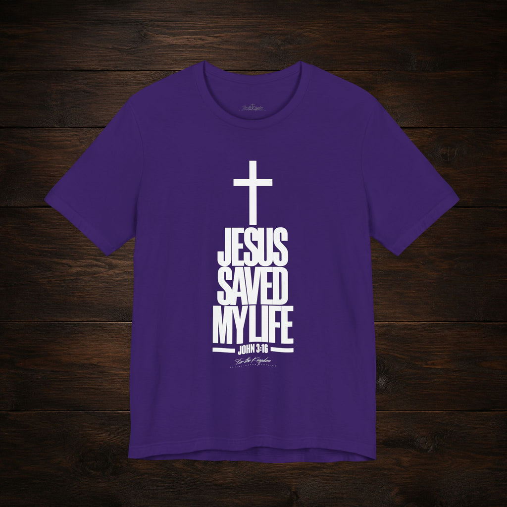 Jesus Saved My Life Light Pallete Tee — Christian Cross Faith Shirt (John 3:16)