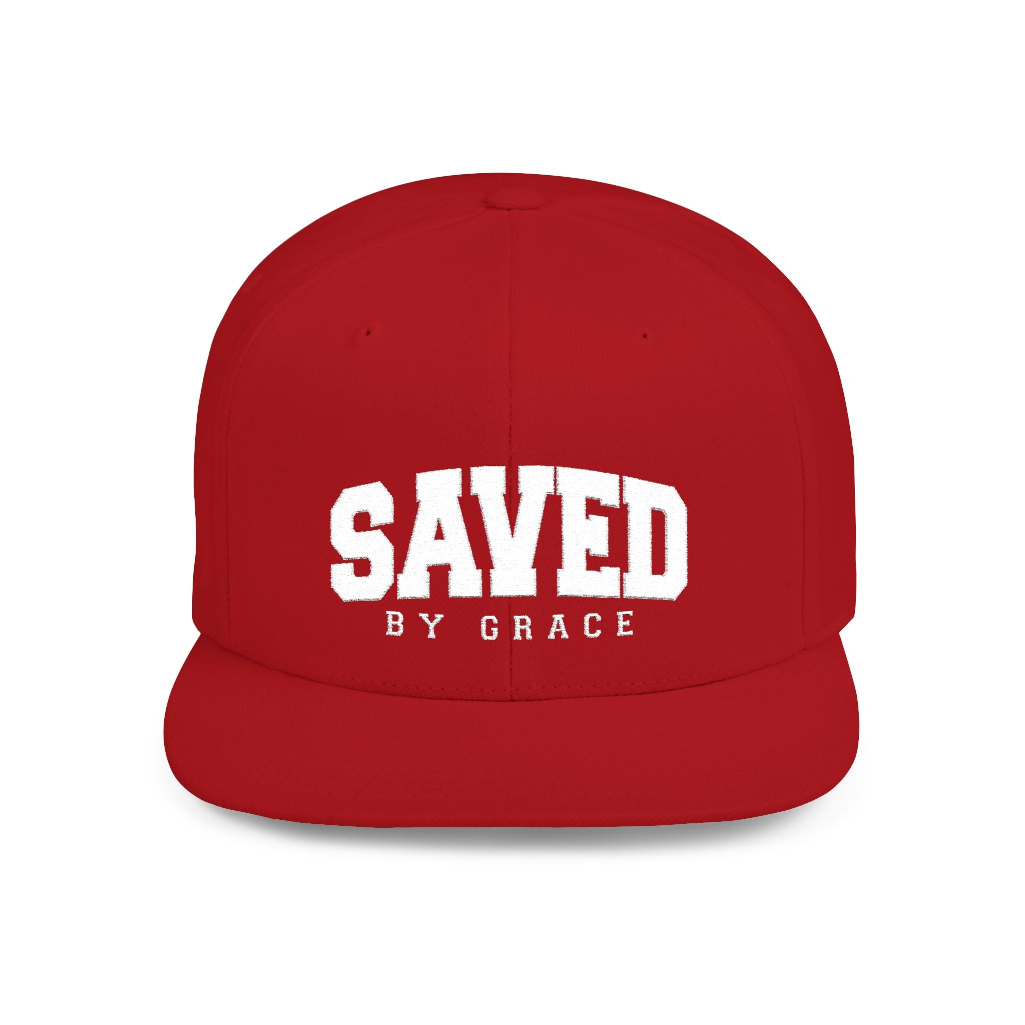 SAVED BY GRACE — Flat Bill Snapback Hat — Bold Faith Statement Cap
