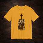 Jesus Saved My Life Dark Pallete Tee — Christian Cross Faith Shirt (John 3:16)