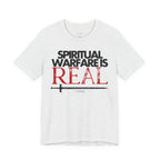 Spiritual Warfare Is Real Dark Palette T-Shirt — Christian Faith Tee with Sword Graphic