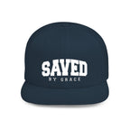 SAVED BY GRACE — Flat Bill Snapback Hat — Bold Faith Statement Cap