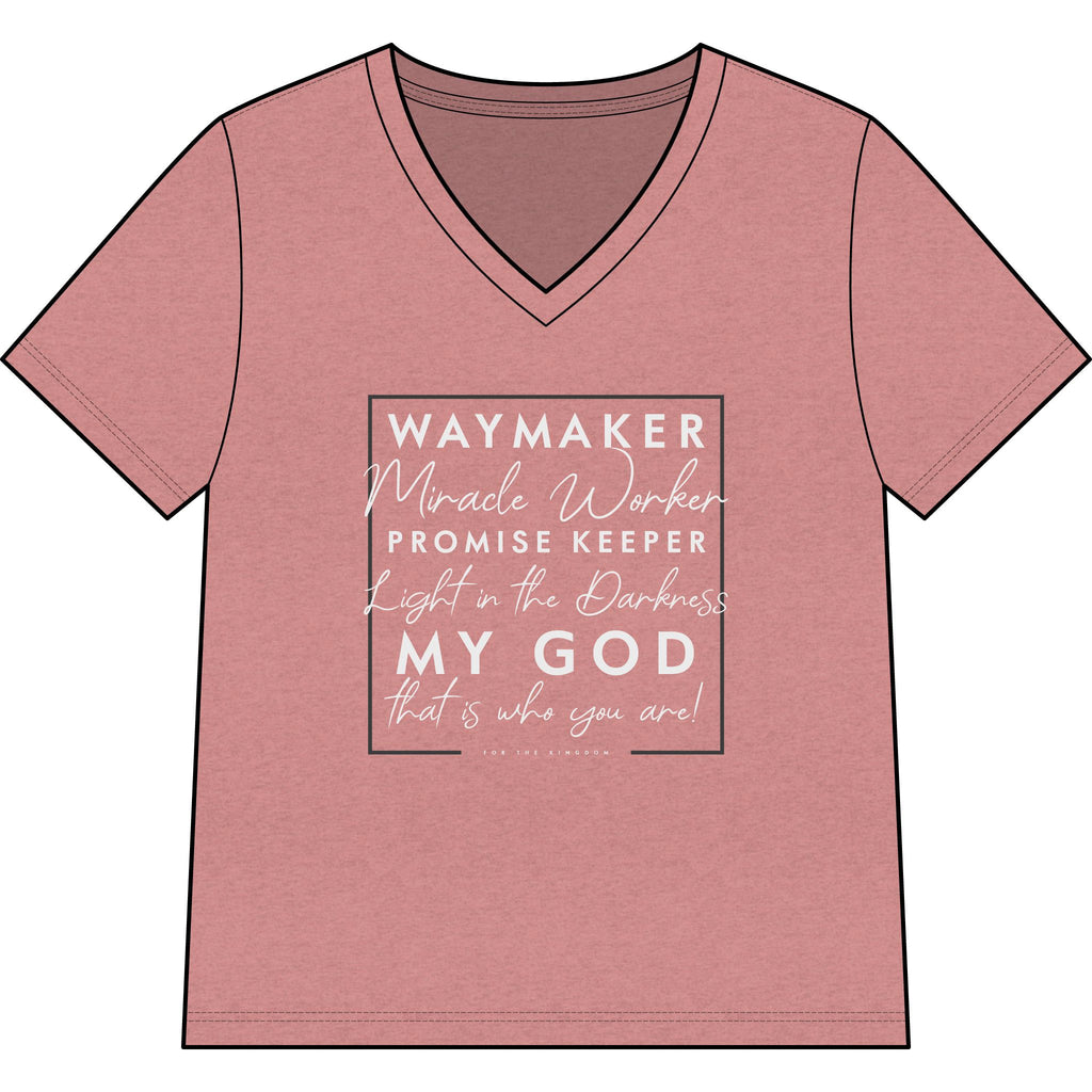 Waymaker Faith V-Neck Tee — "Waymaker, Miracle Worker" Christian Shirt