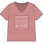 Waymaker Faith V-Neck Tee — "Waymaker, Miracle Worker" Christian Shirt