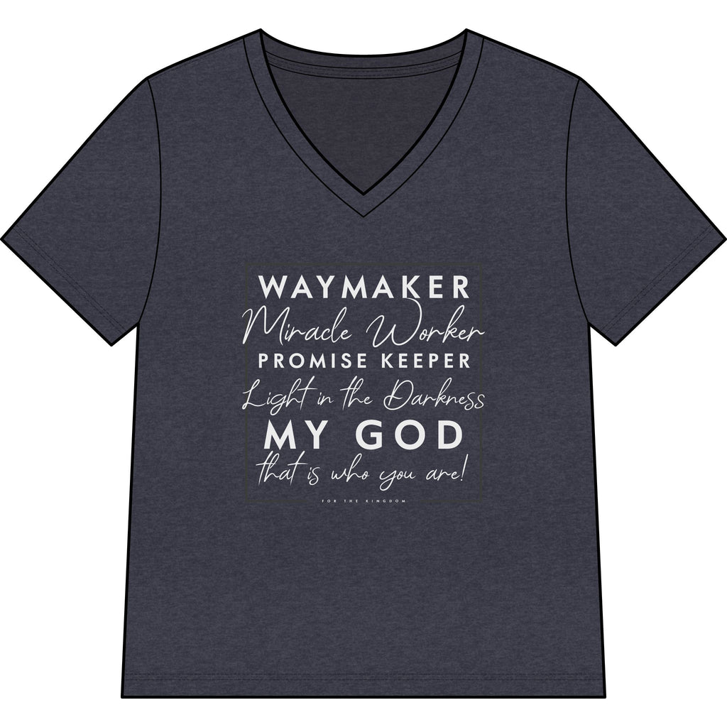 Waymaker Faith V-Neck Tee — "Waymaker, Miracle Worker" Christian Shirt