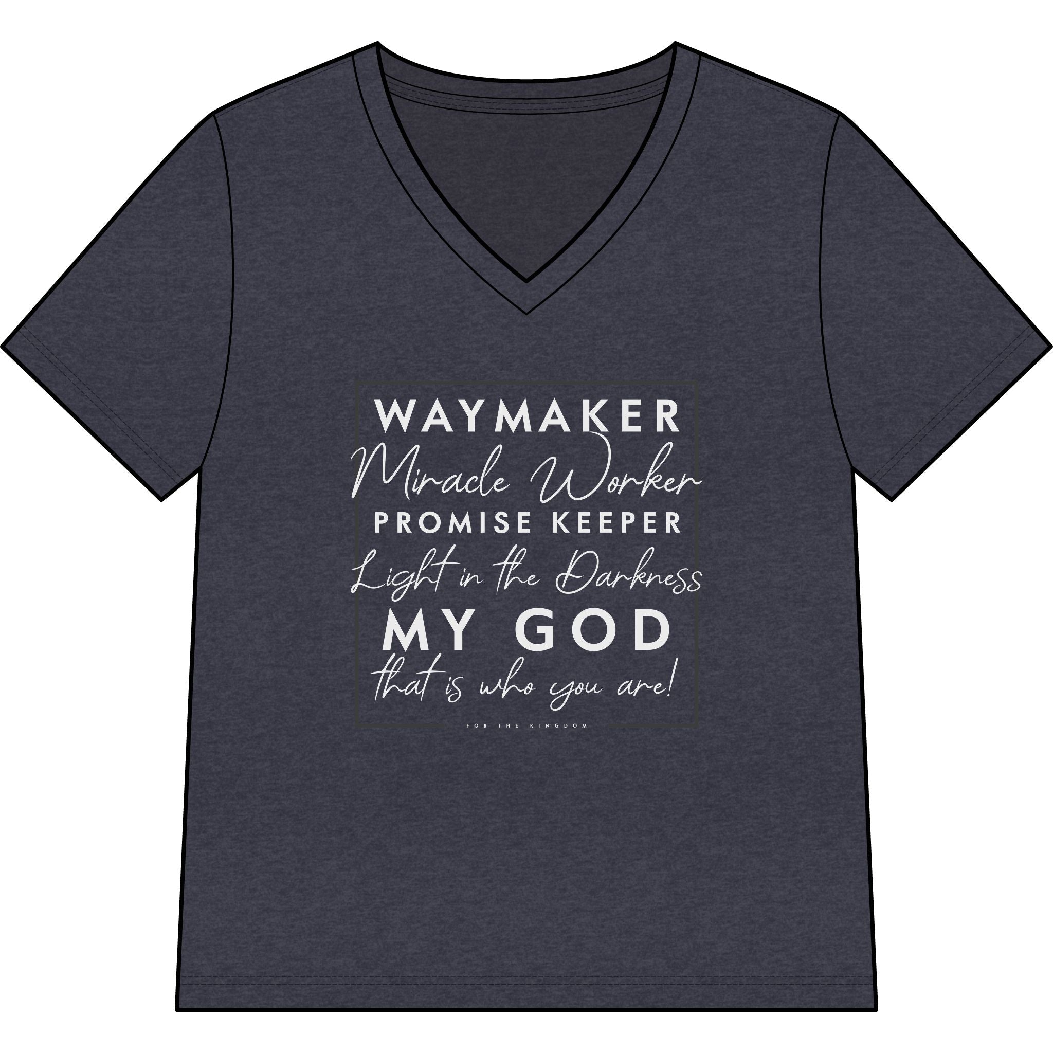 Waymaker Faith V-Neck Tee — "Waymaker, Miracle Worker" Christian Shirt