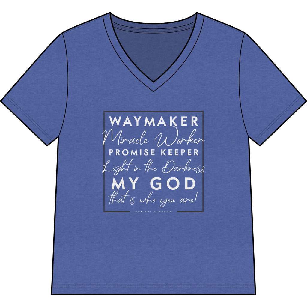 Waymaker Faith V-Neck Tee — "Waymaker, Miracle Worker" Christian Shirt