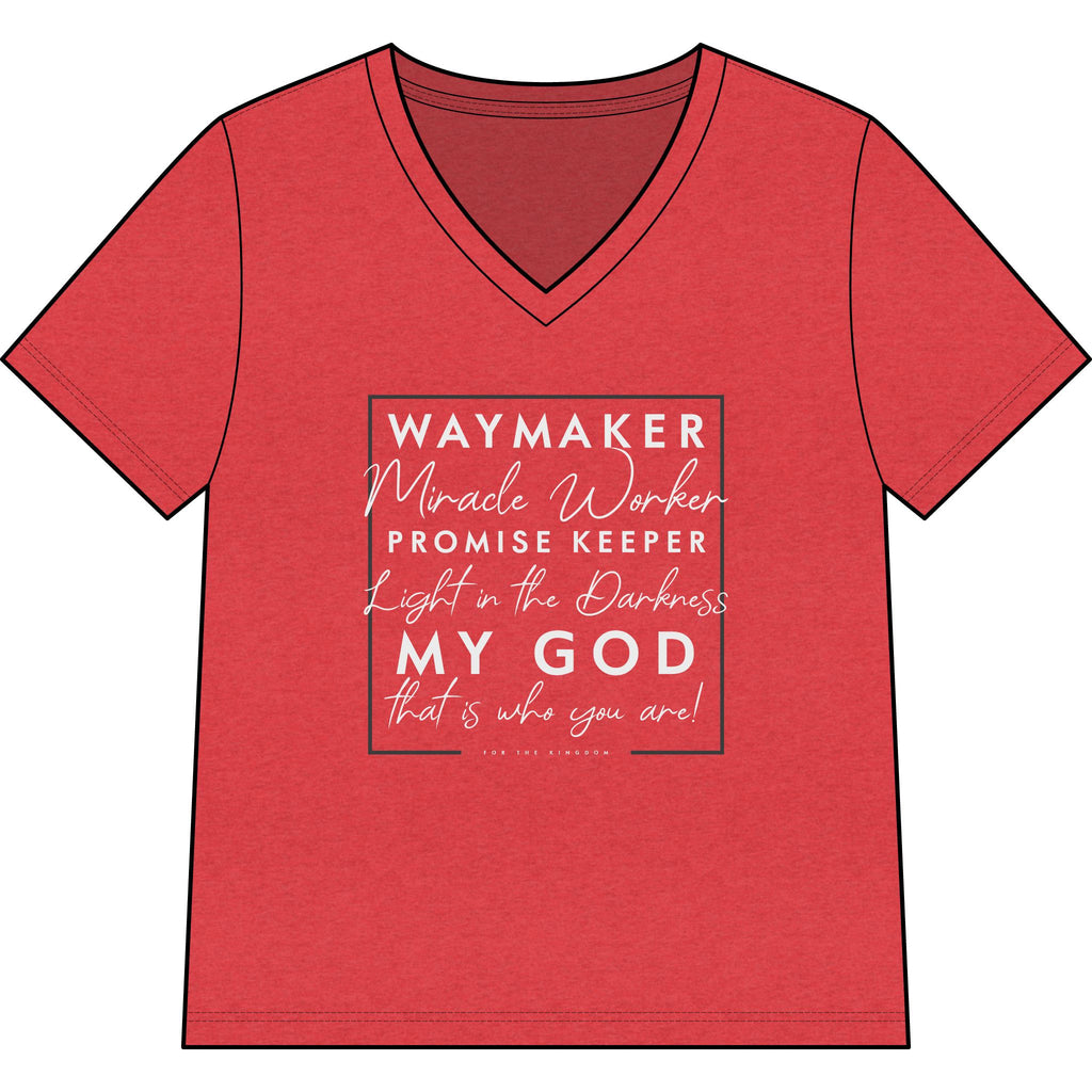 Waymaker Faith V-Neck Tee — "Waymaker, Miracle Worker" Christian Shirt