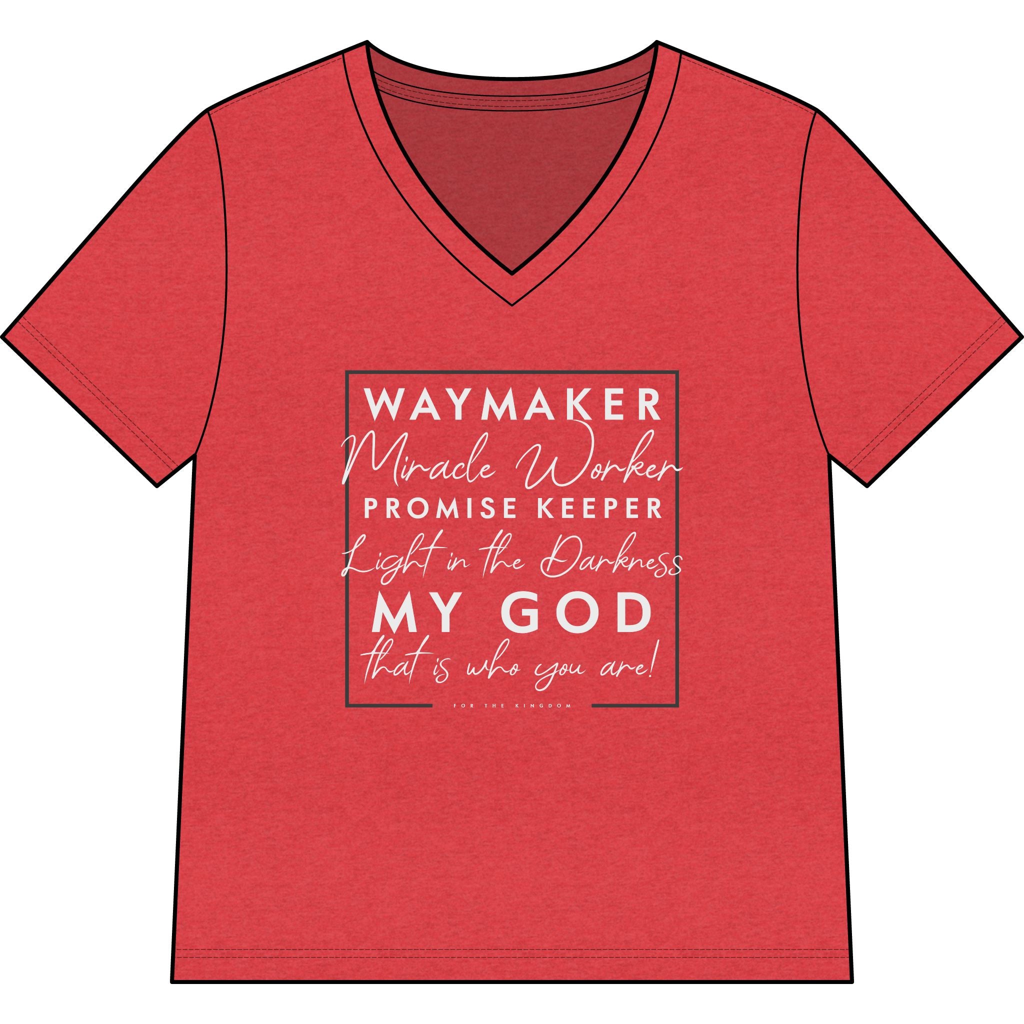 Waymaker Faith V-Neck Tee — "Waymaker, Miracle Worker" Christian Shirt