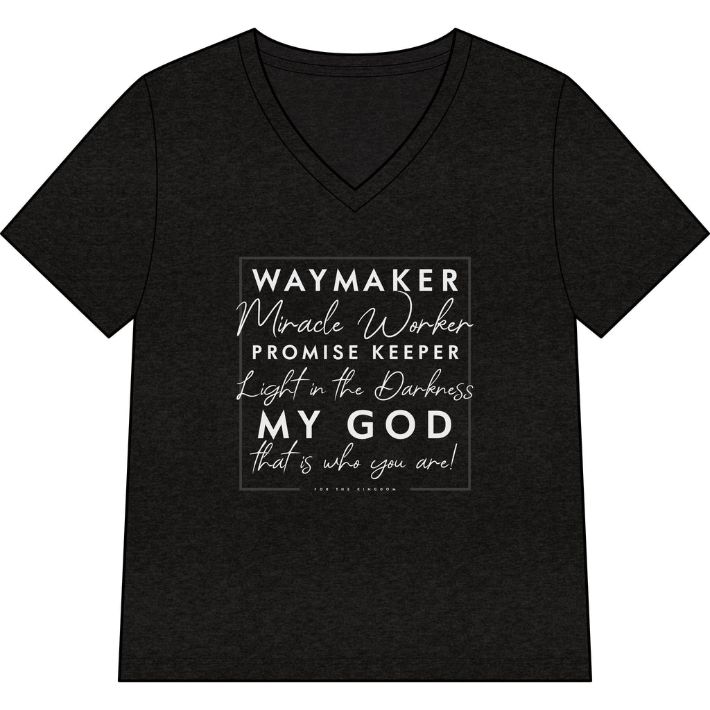 Waymaker Faith V-Neck Tee — "Waymaker, Miracle Worker" Christian Shirt