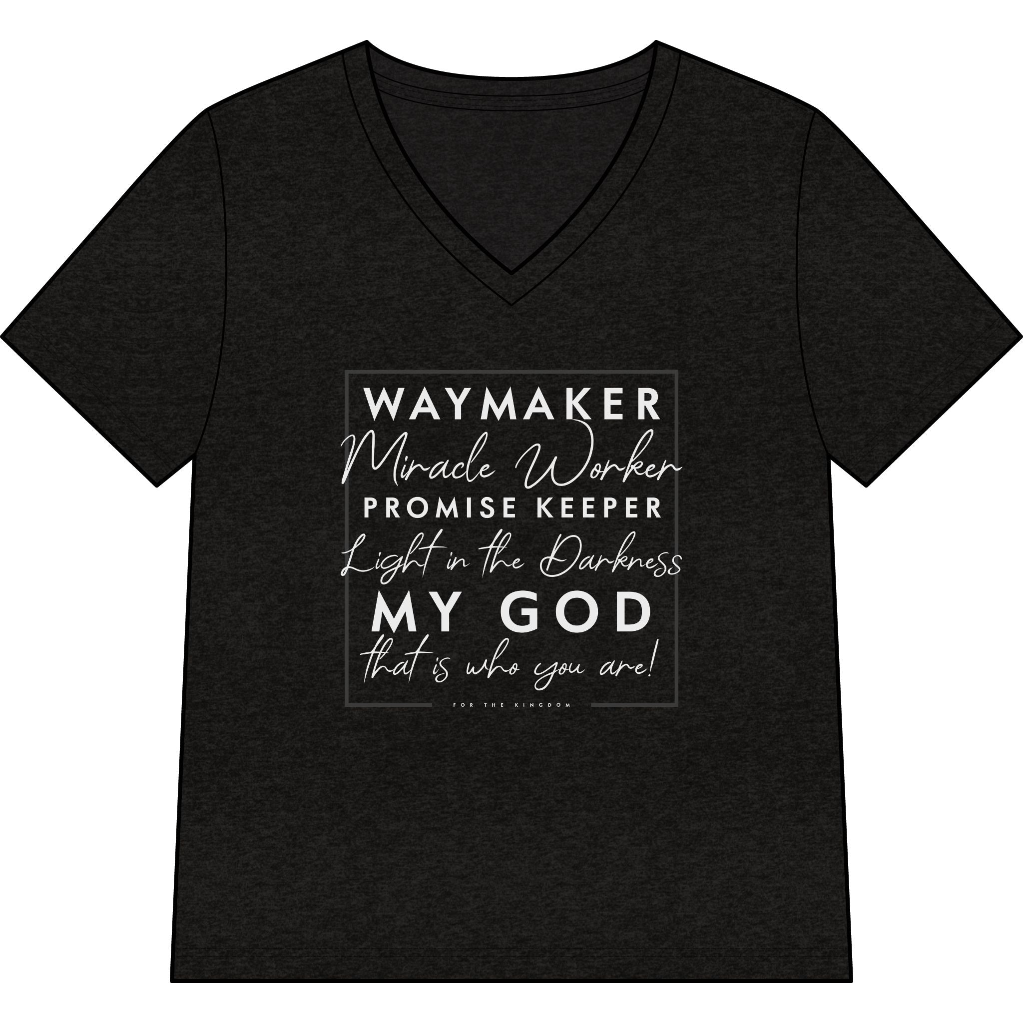 Waymaker Faith V-Neck Tee — "Waymaker, Miracle Worker" Christian Shirt