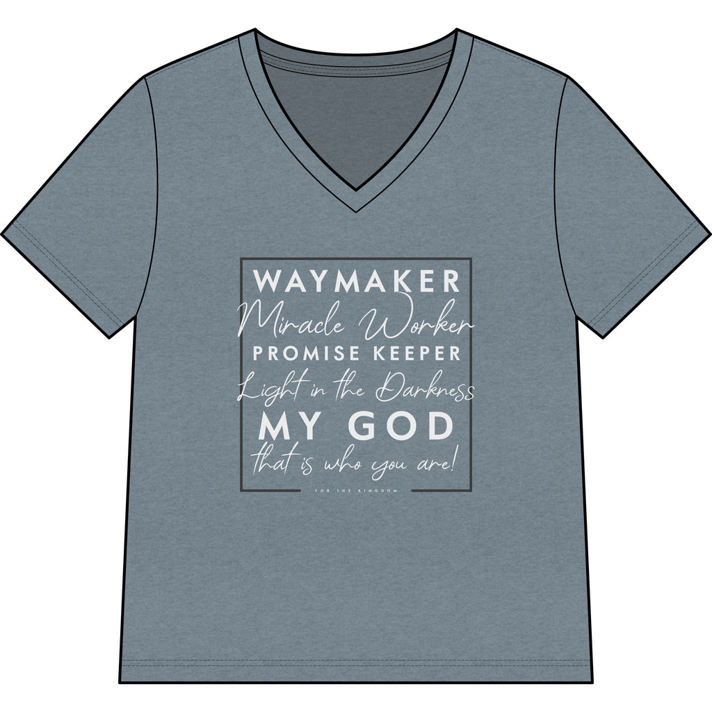 Waymaker Faith V-Neck Tee — "Waymaker, Miracle Worker" Christian Shirt