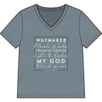 Waymaker Faith V-Neck Tee — "Waymaker, Miracle Worker" Christian Shirt