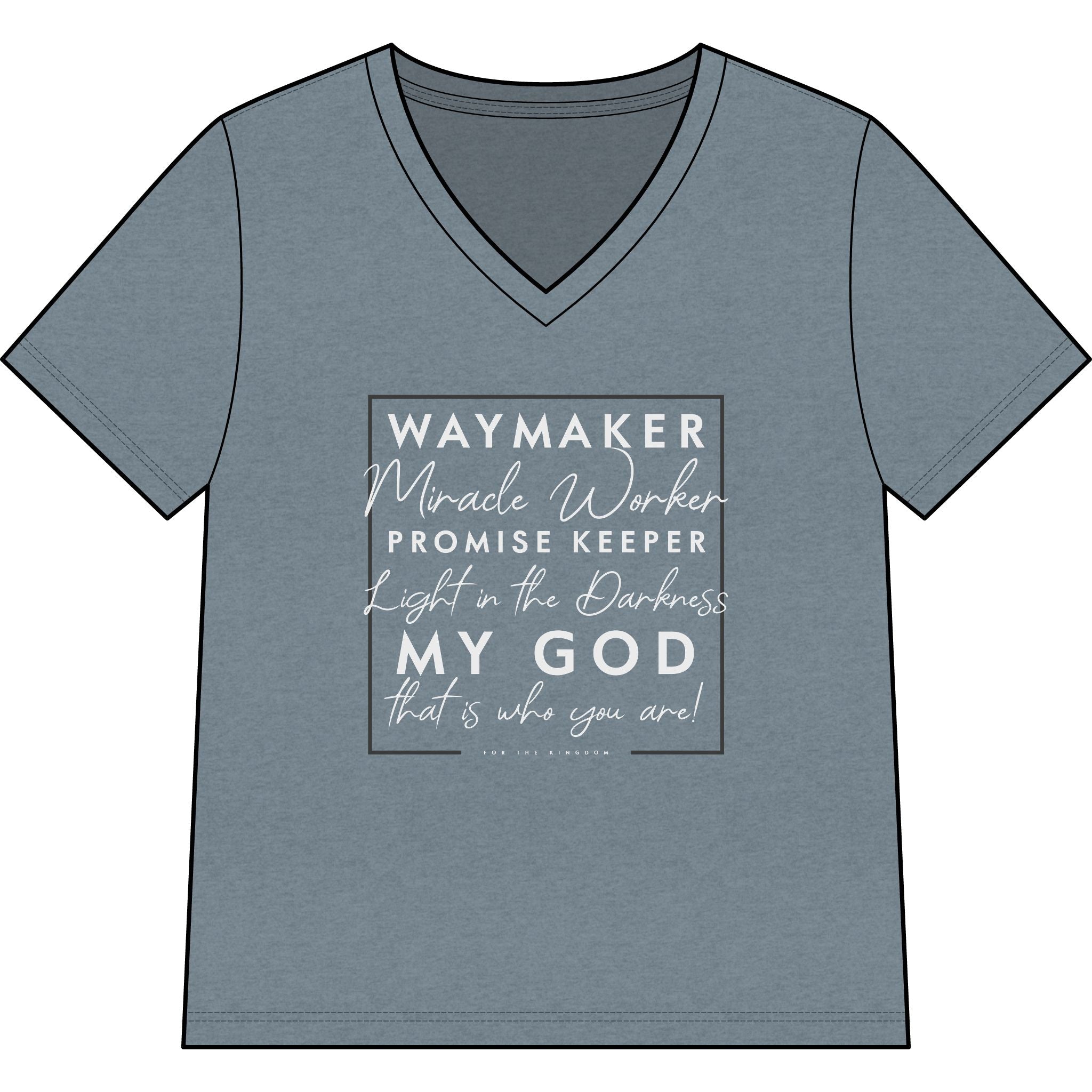 Waymaker Faith V-Neck Tee — "Waymaker, Miracle Worker" Christian Shirt