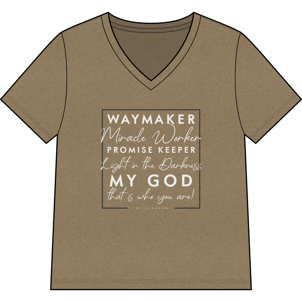 Waymaker Faith V-Neck Tee — "Waymaker, Miracle Worker" Christian Shirt