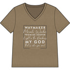 Waymaker Faith V-Neck Tee — "Waymaker, Miracle Worker" Christian Shirt