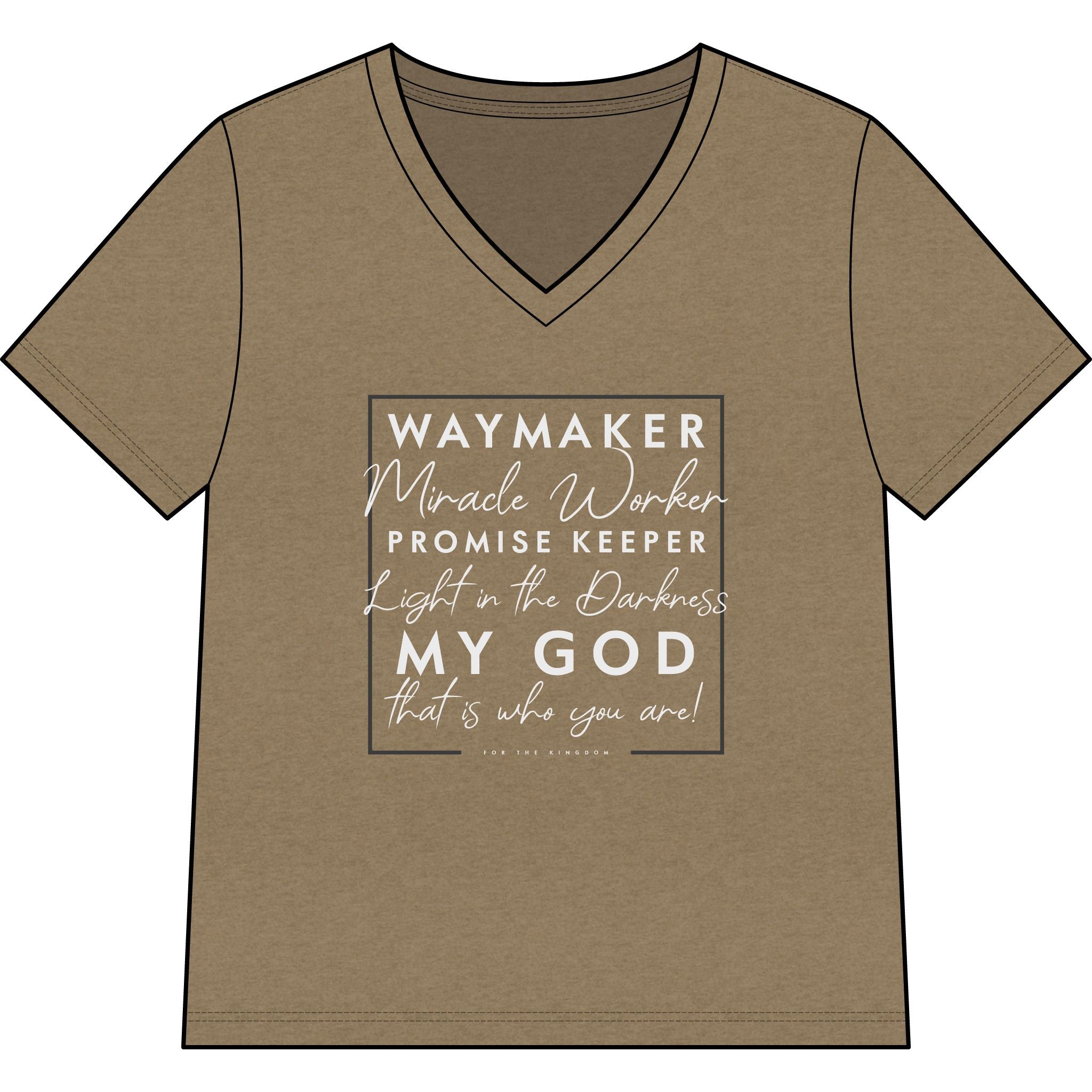 Waymaker Faith V-Neck Tee — "Waymaker, Miracle Worker" Christian Shirt