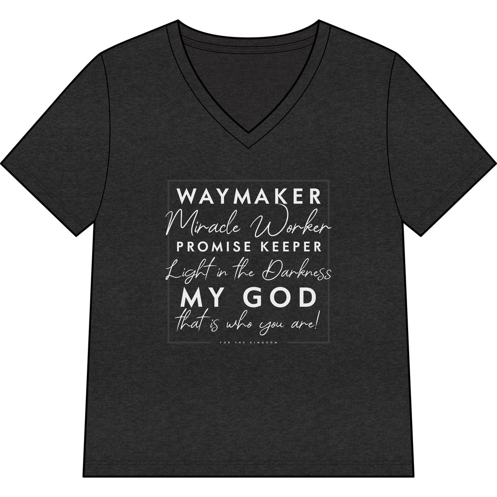 Waymaker Faith V-Neck Tee — "Waymaker, Miracle Worker" Christian Shirt