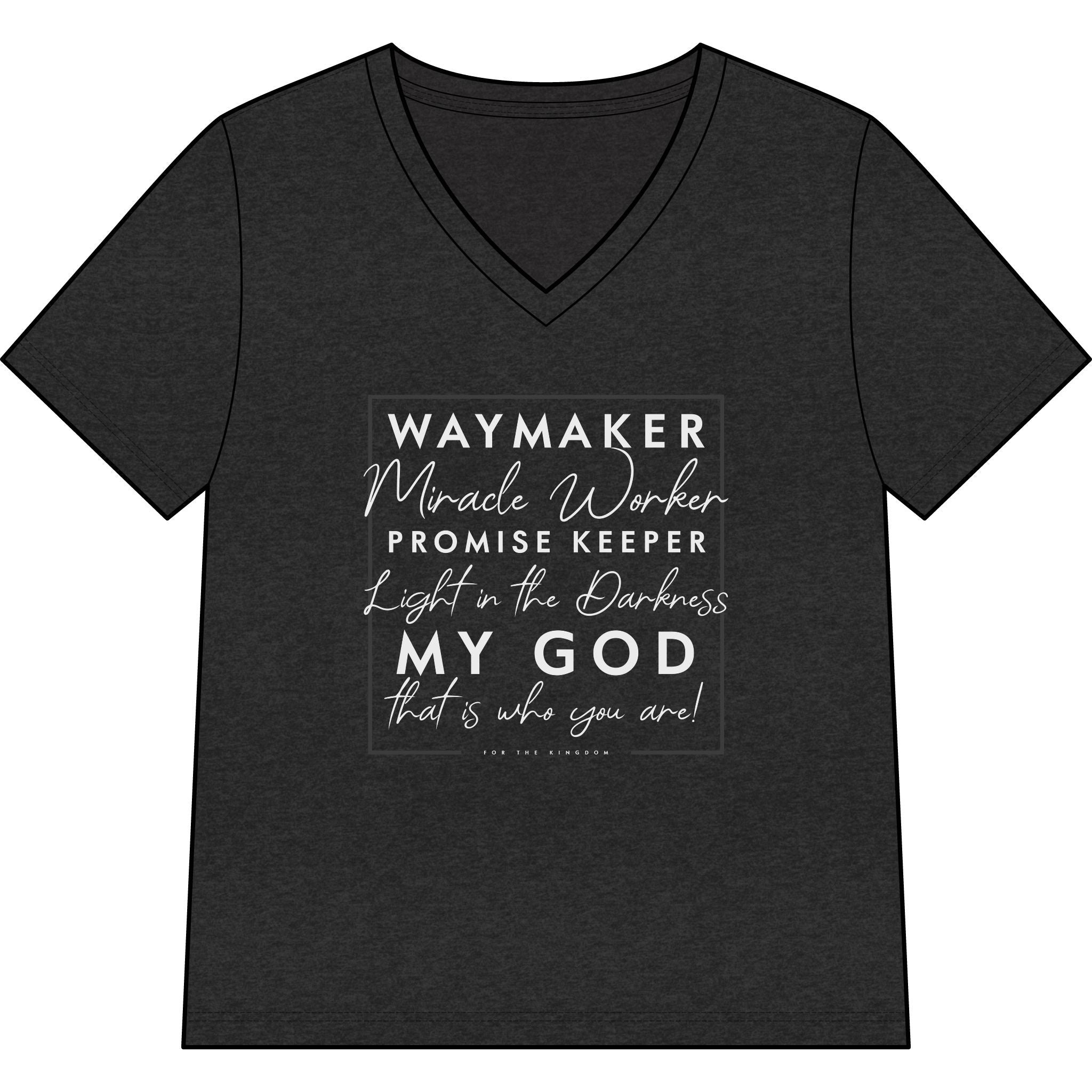 Waymaker Faith V-Neck Tee — "Waymaker, Miracle Worker" Christian Shirt
