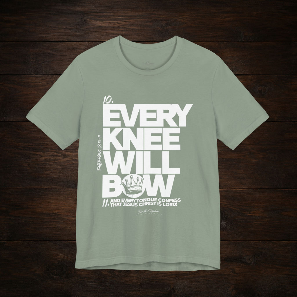 Every Knee Will Bow Light Palette Tee — Christian Faith Graphic T-Shirt