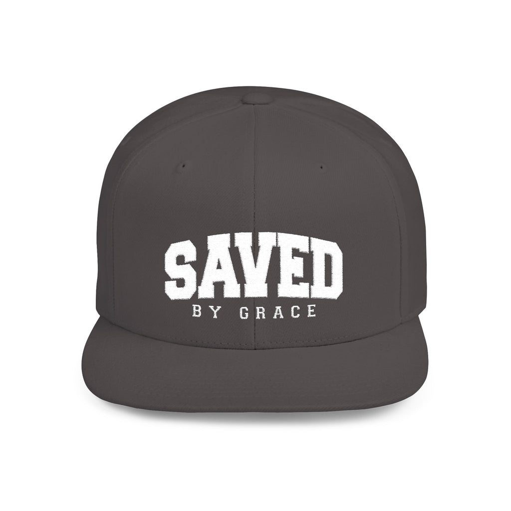 SAVED BY GRACE — Flat Bill Snapback Hat — Bold Faith Statement Cap