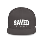 SAVED BY GRACE — Flat Bill Snapback Hat — Bold Faith Statement Cap