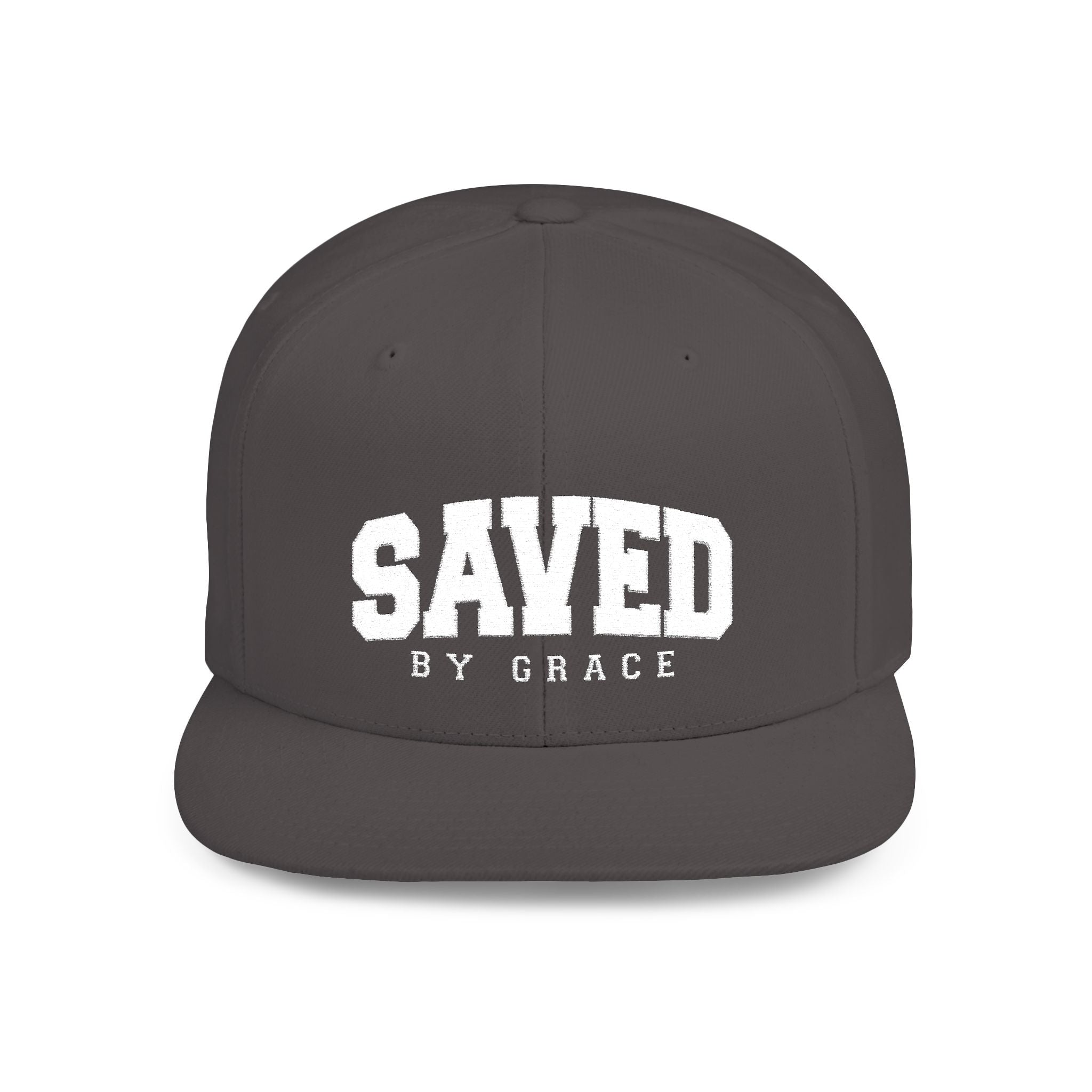SAVED BY GRACE — Flat Bill Snapback Hat — Bold Faith Statement Cap