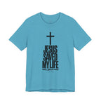 Jesus Saved My Life Dark Pallete Tee — Christian Cross Faith Shirt (John 3:16)