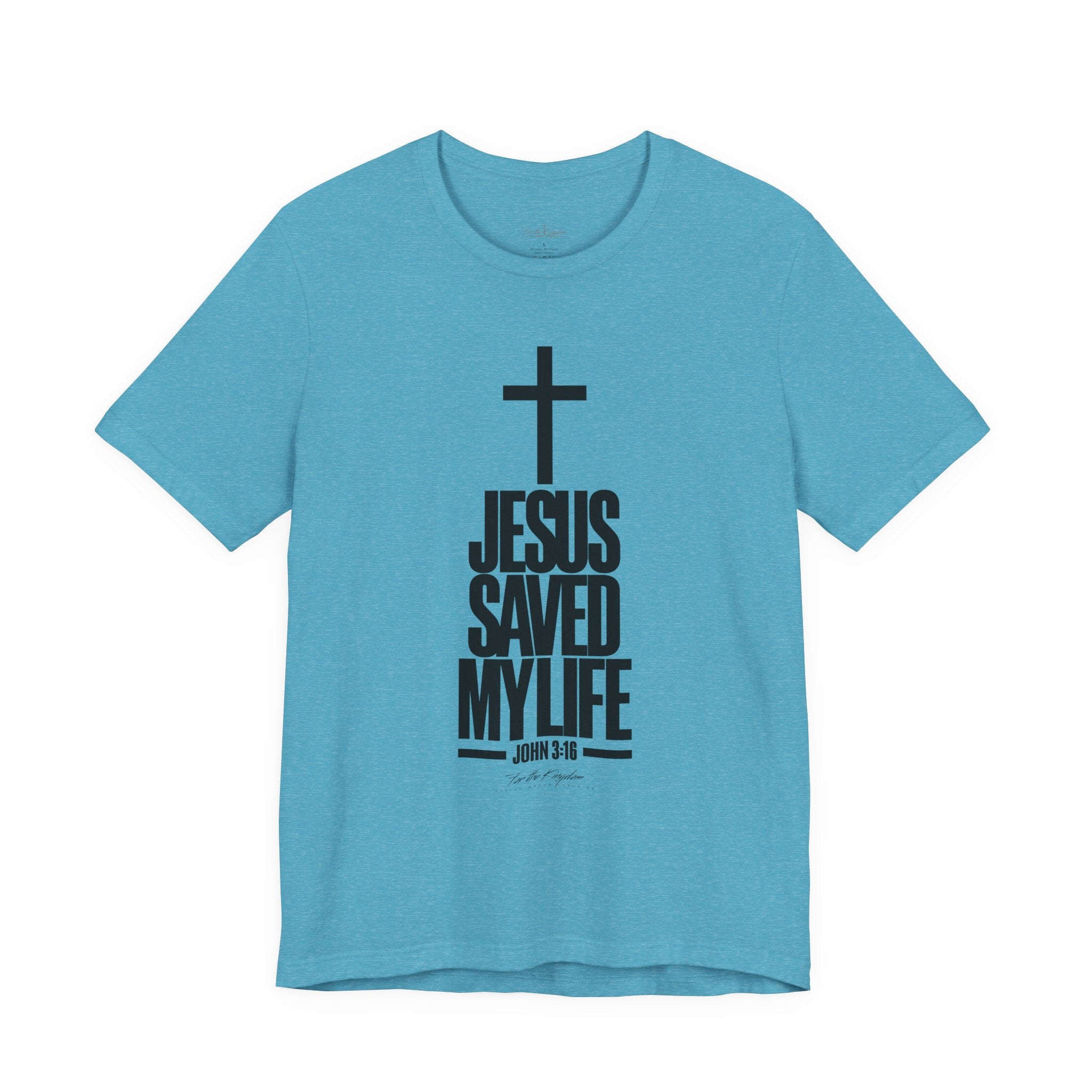 Jesus Saved My Life Dark Pallete Tee — Christian Cross Faith Shirt (John 3:16)