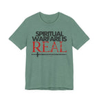 Spiritual Warfare Is Real Dark Palette T-Shirt — Christian Faith Tee with Sword Graphic