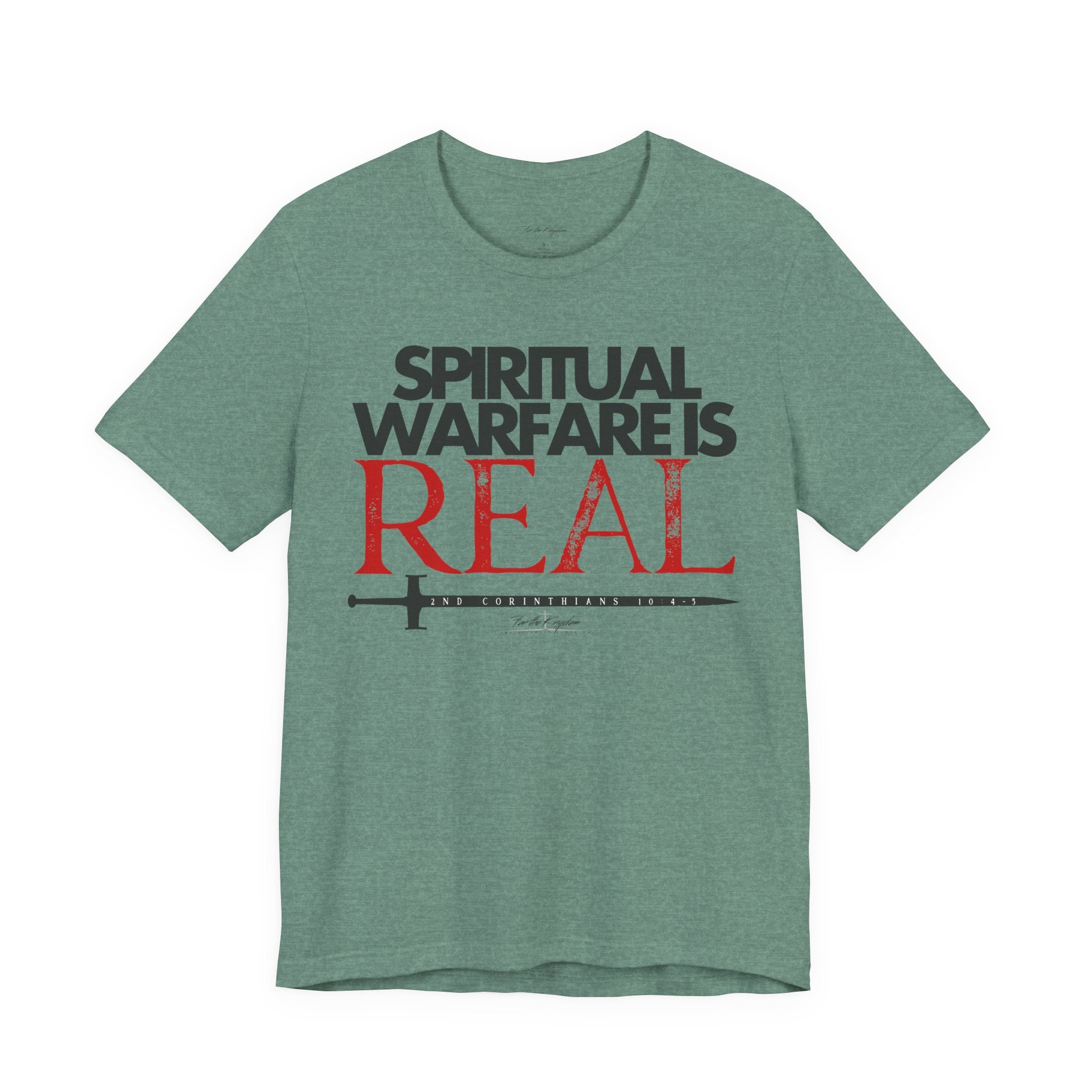 Spiritual Warfare Is Real Dark Palette T-Shirt — Christian Faith Tee with Sword Graphic