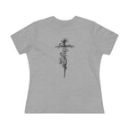 Women's Floral Cross Dark Pallete Cotton Tee — Delicate Vine Cross Graphic