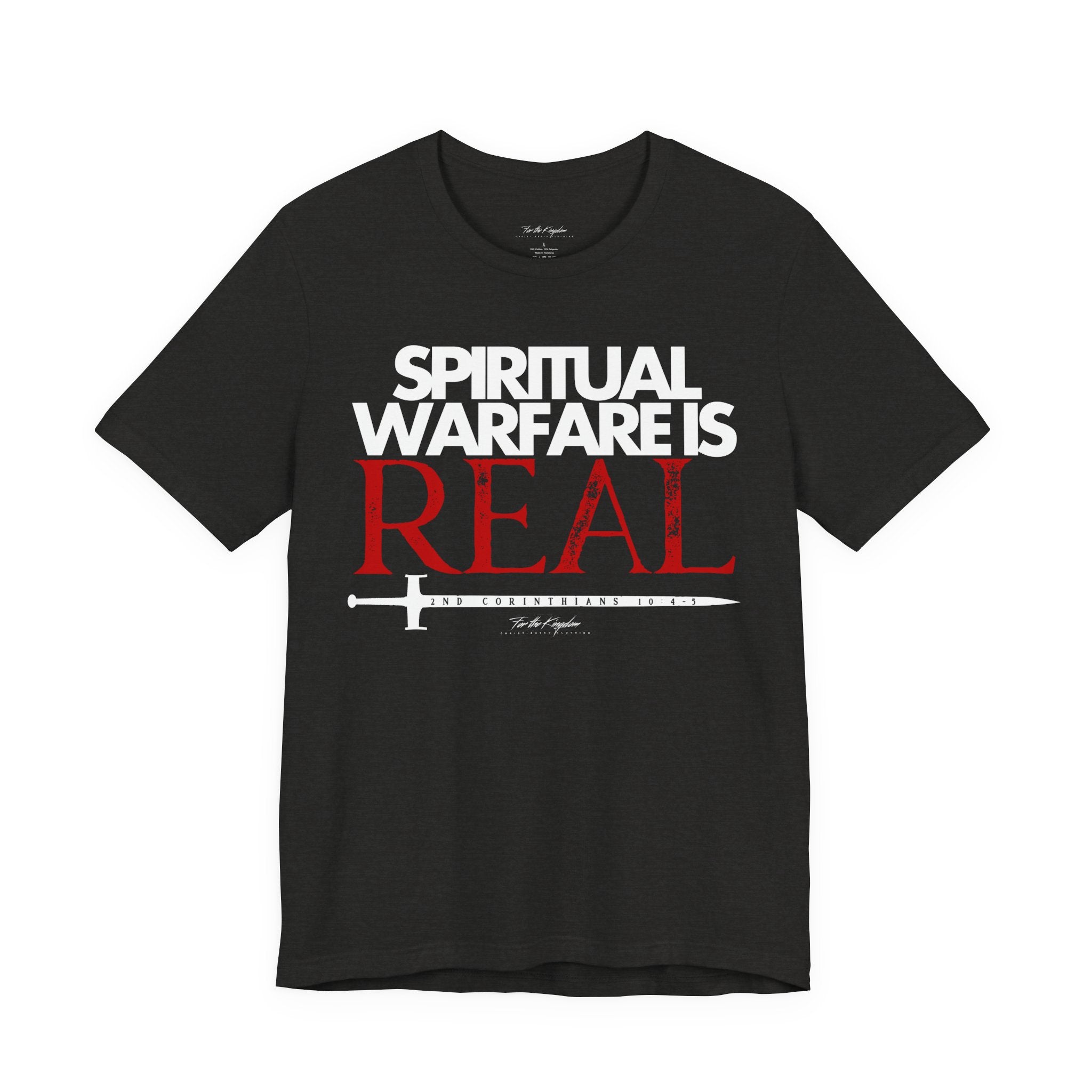 Spiritual Warfare Is Real Light Palette T-Shirt — Christian Faith Tee with Sword Graphic