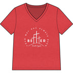 BEtttER V-Neck Tee Light Palette — Inspirational Christian Cross Women’s Shirt