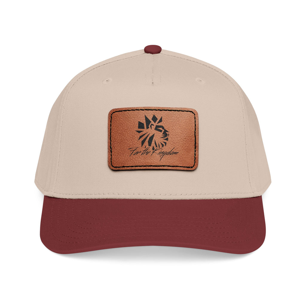 FTK Lion of Judah Leather Patch Baseball Cap — Mid Profile Rustic Outdoor Hat with Rectangle Patch