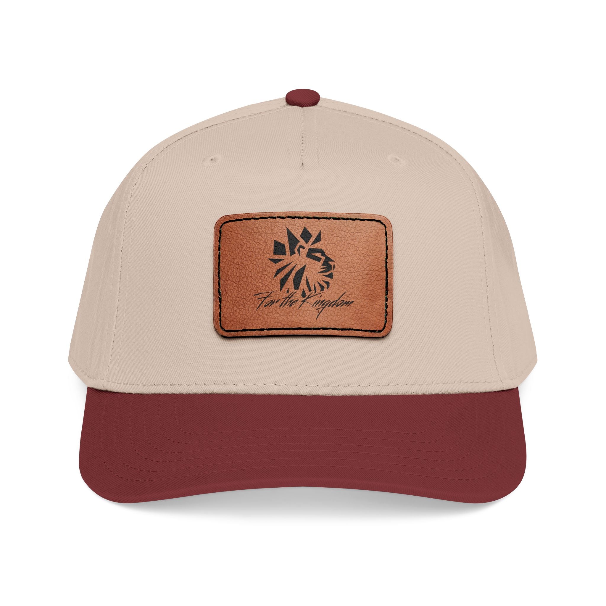 FTK Lion of Judah Leather Patch Baseball Cap — Mid Profile Rustic Outdoor Hat with Rectangle Patch
