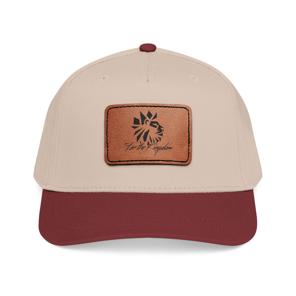 FTK Lion of Judah Leather Patch Baseball Cap — Mid Profile Rustic Outdoor Hat with Rectangle Patch